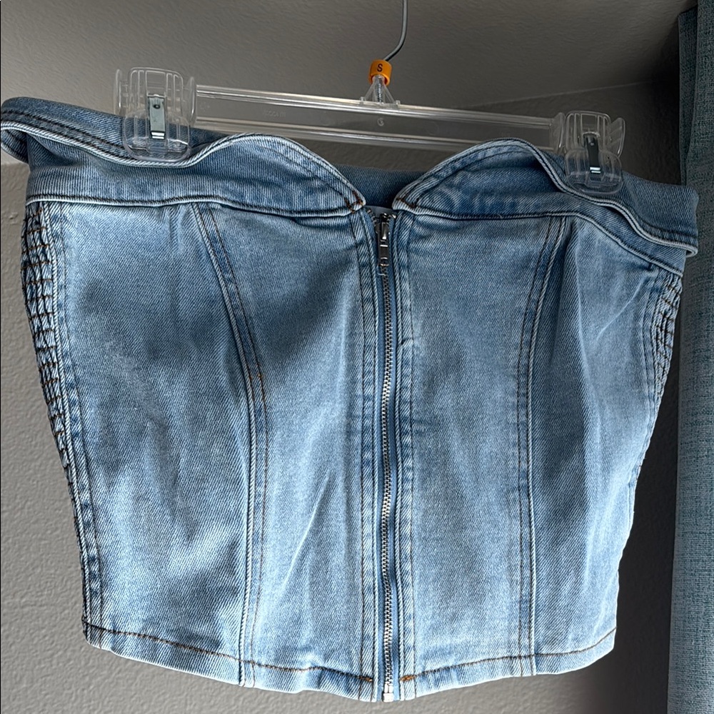Fashion Nova Light Blue Denim Top